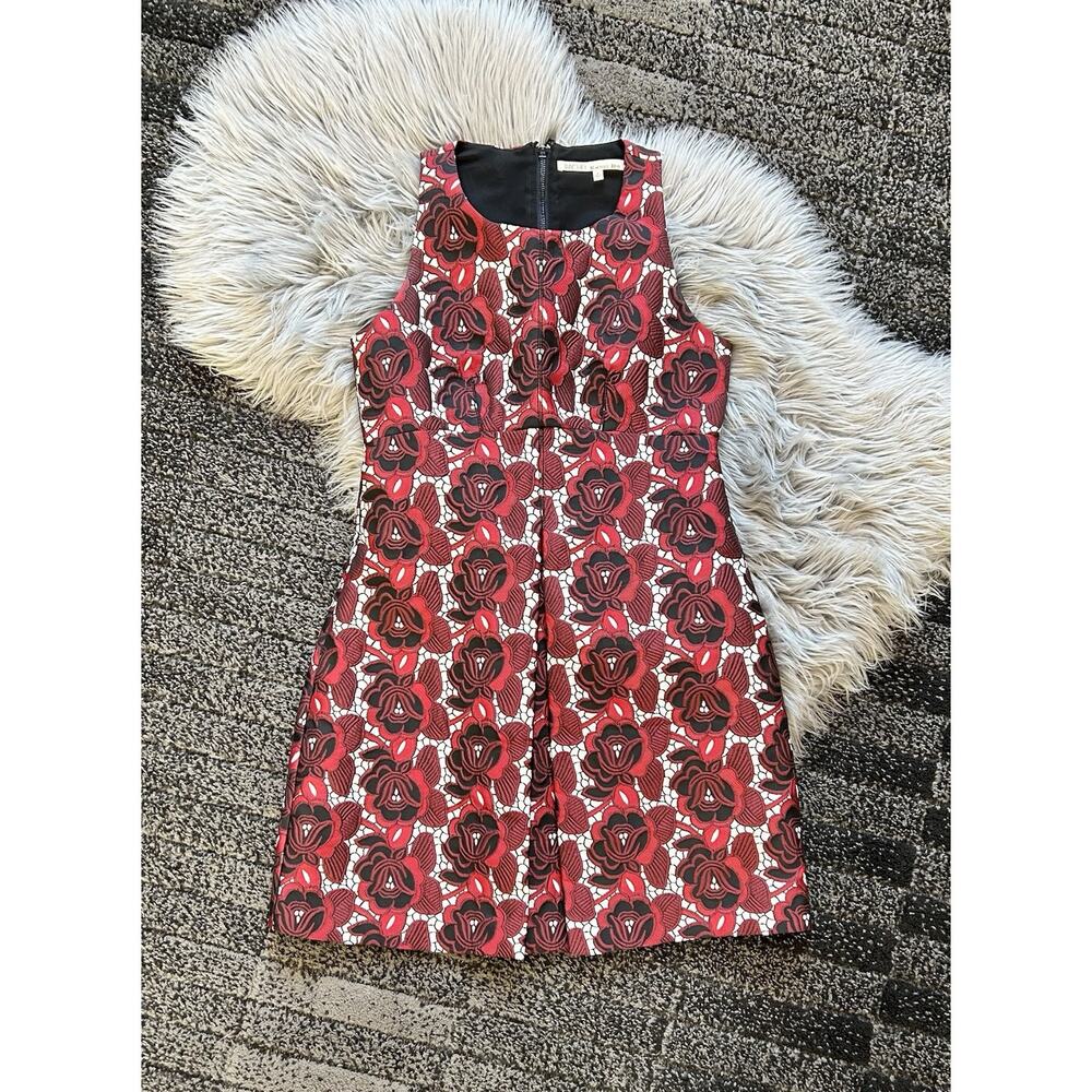 RACHEL Rachel Roy Floral Ruby Red Jacquard Fit & Flair Dress Size 4 ($150)
